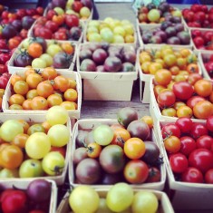 Locally-grown cherry tomatoes at the Charlottesville, Va. farmers market